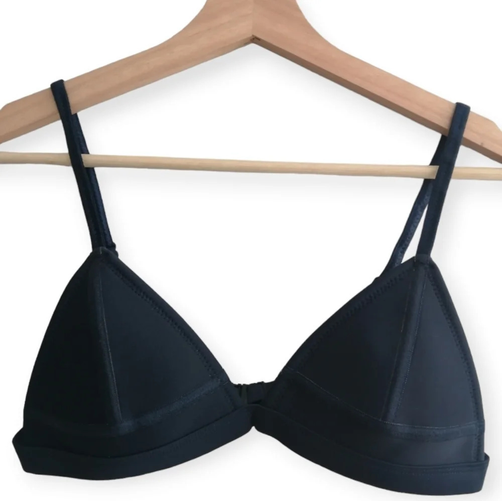 Triangl Swimwear Navy Blue Neoprene Bikini Top Triangle Cups Small
